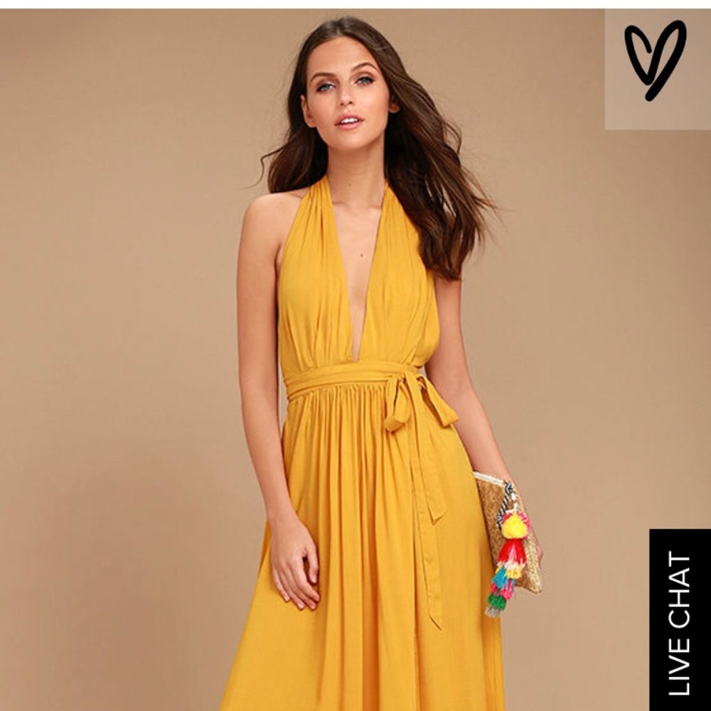 Lulu’s Magical Movement Mustard Maxi Dress